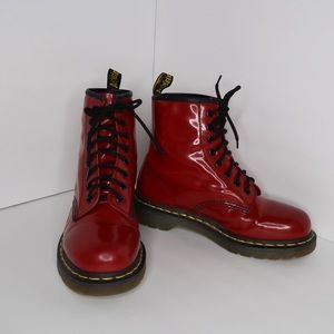 Cherry Red Dr. Martens Mens 7 Patent Leather Boots